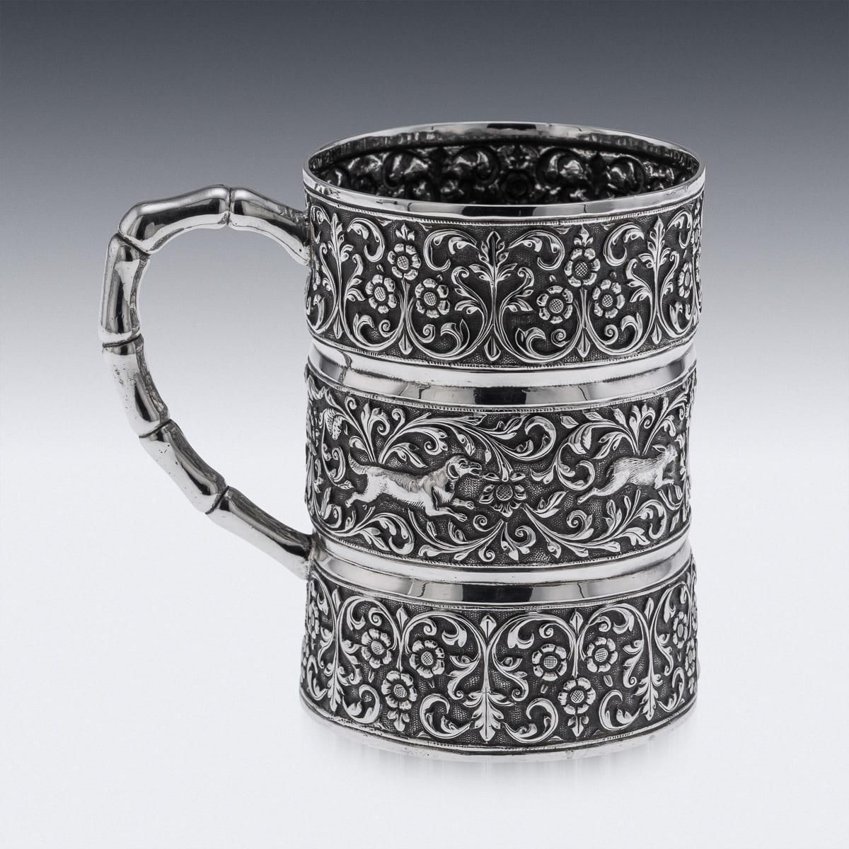 Antique Silver Mug By Oomersi Mawji, Kutch, Floral Repoussé, 1890 photo 5618.0
