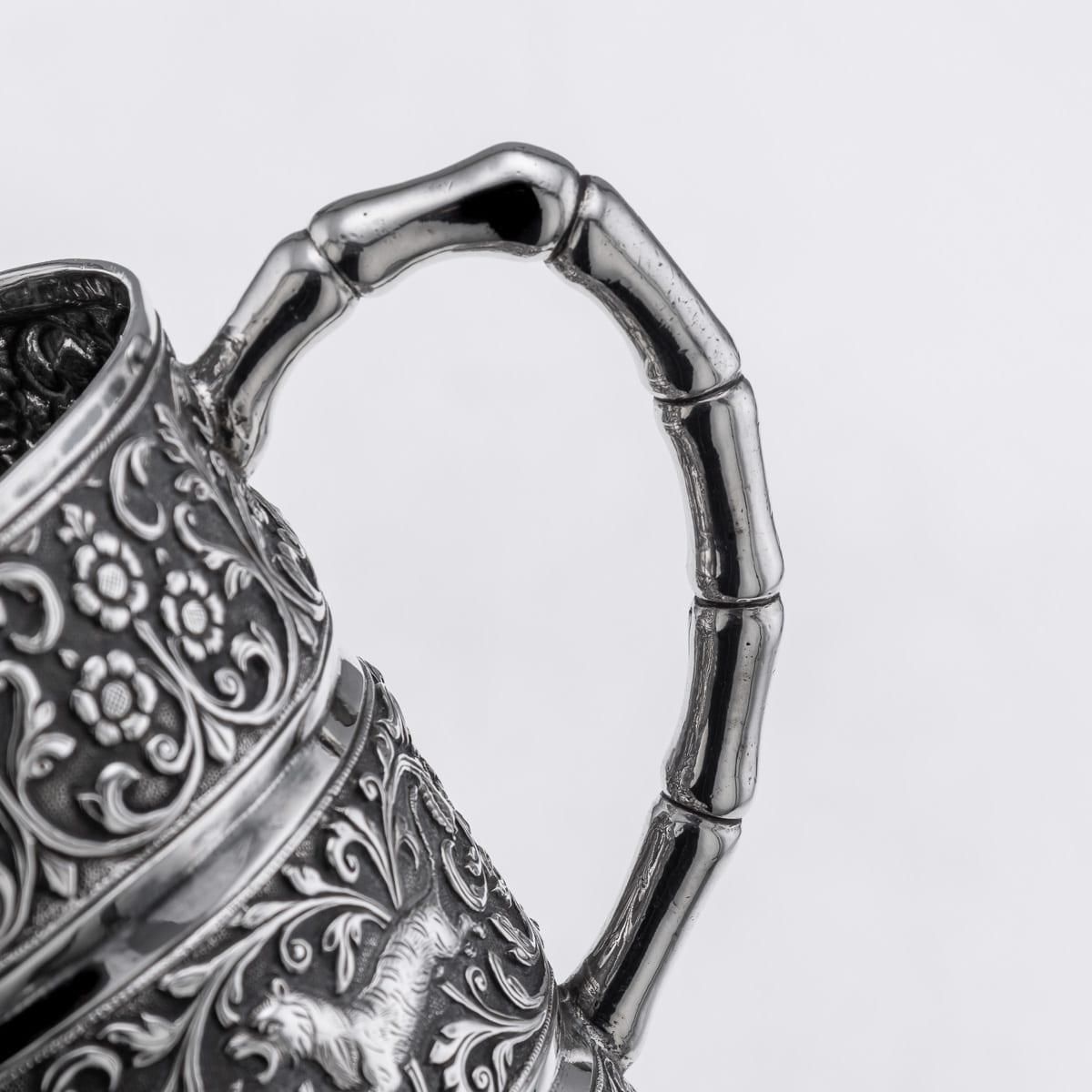 photo vintage Antique Silver Mug By Oomersi Mawji, Kutch, Floral Repoussé, 1890