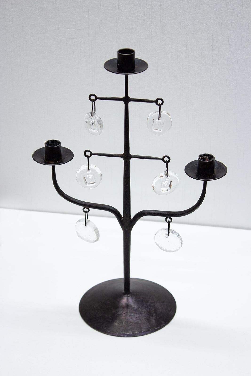 Wrought Iron & Glass Candelabra By Erik Höglund, Sweden, 1960s photo 1085.0