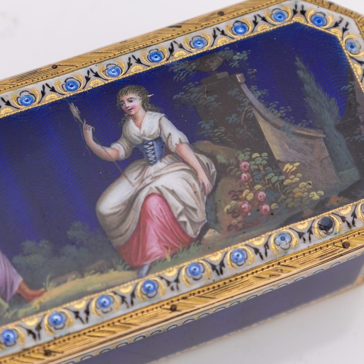photo buy Antique 19th Century German 18k Gold & Enamel Snuff Box, Hanau C.1820