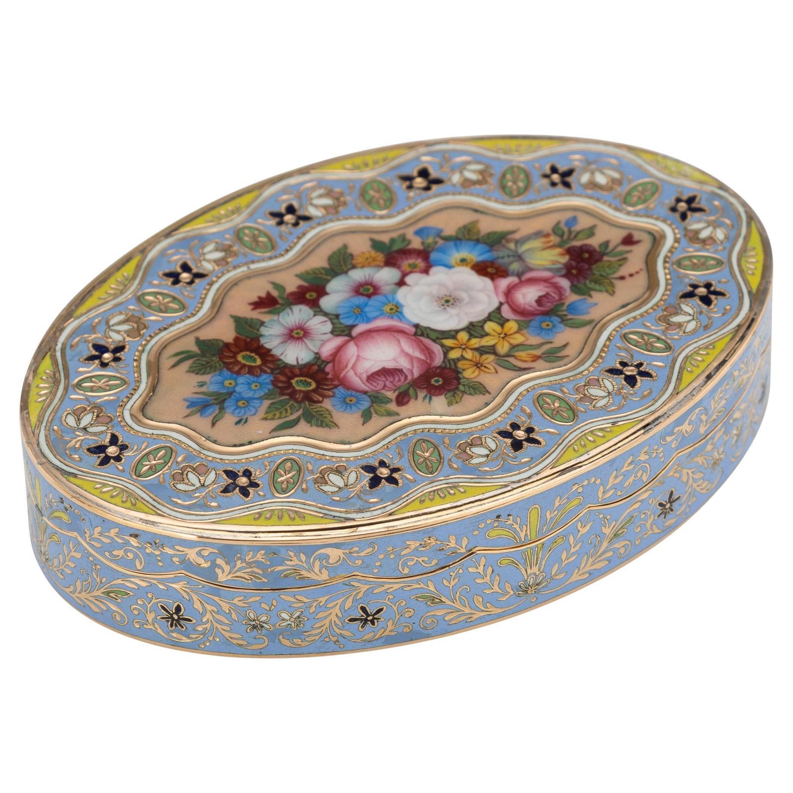 Antique 19th Century Swiss 18k Solid Gold & Enamel Snuff Box, Geneva C.1830