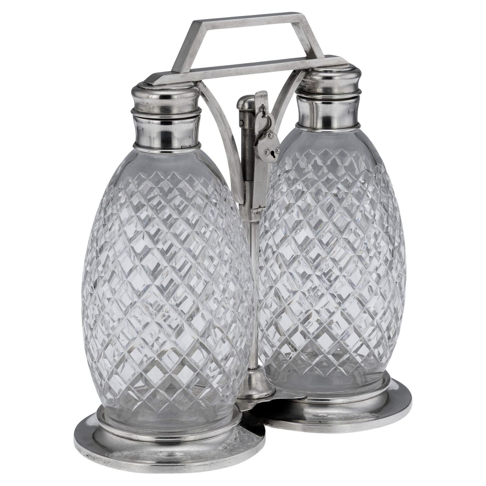 Antique Tantalus By Tiffany & Co., Solid Silver & Cut Glass, 1920