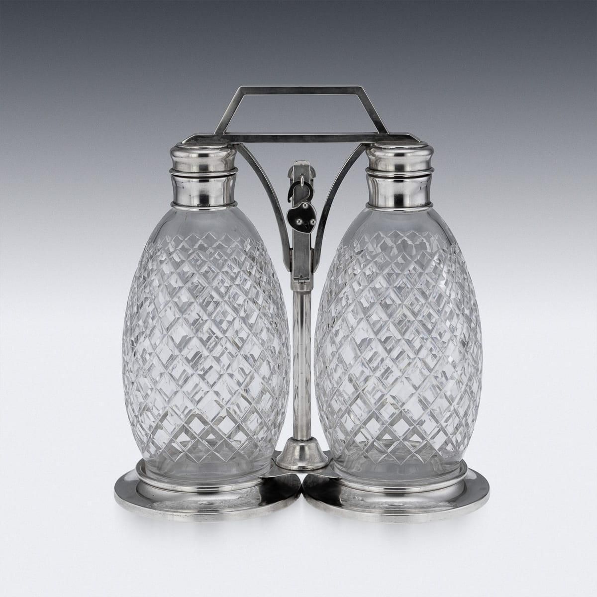 Antique Tantalus By Tiffany & Co., Solid Silver & Cut Glass, 1920 photo furniture