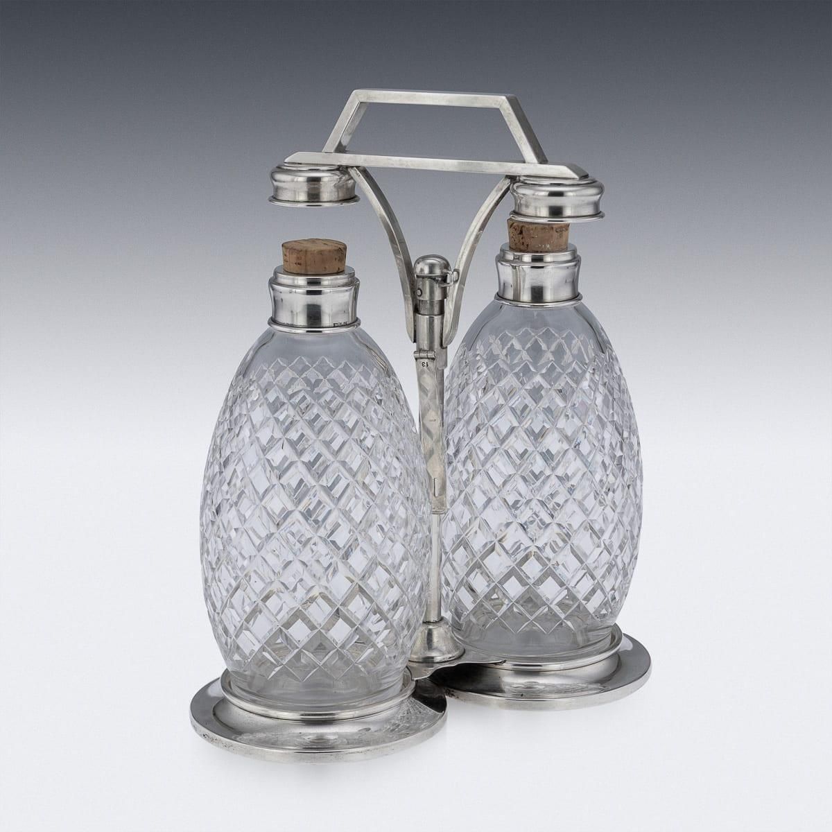 Home Decor Antique Tantalus By Tiffany & Co., Solid Silver & Cut Glass, 1920 photo