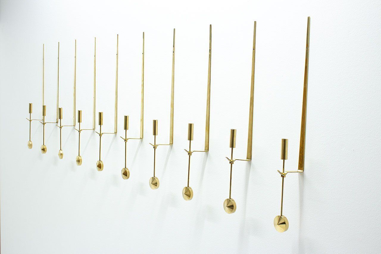 Swedish Brass Candle Sconces By Pierre Forssell For Skultuna, 1970s, Set Of 10 photo furniture