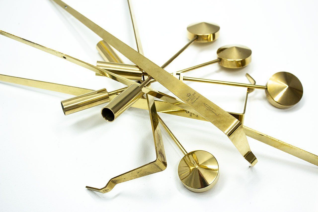photo furniture Swedish Brass Candle Sconces By Pierre Forssell For Skultuna, 1970s, Set Of 10