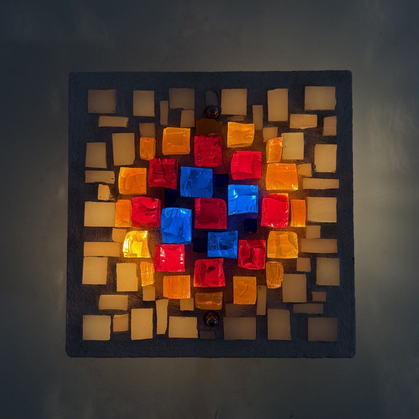 Mid Century Modern Brutalist Glazen En Betonnen Wandlamp, Jaren 1960 photo Verlichting