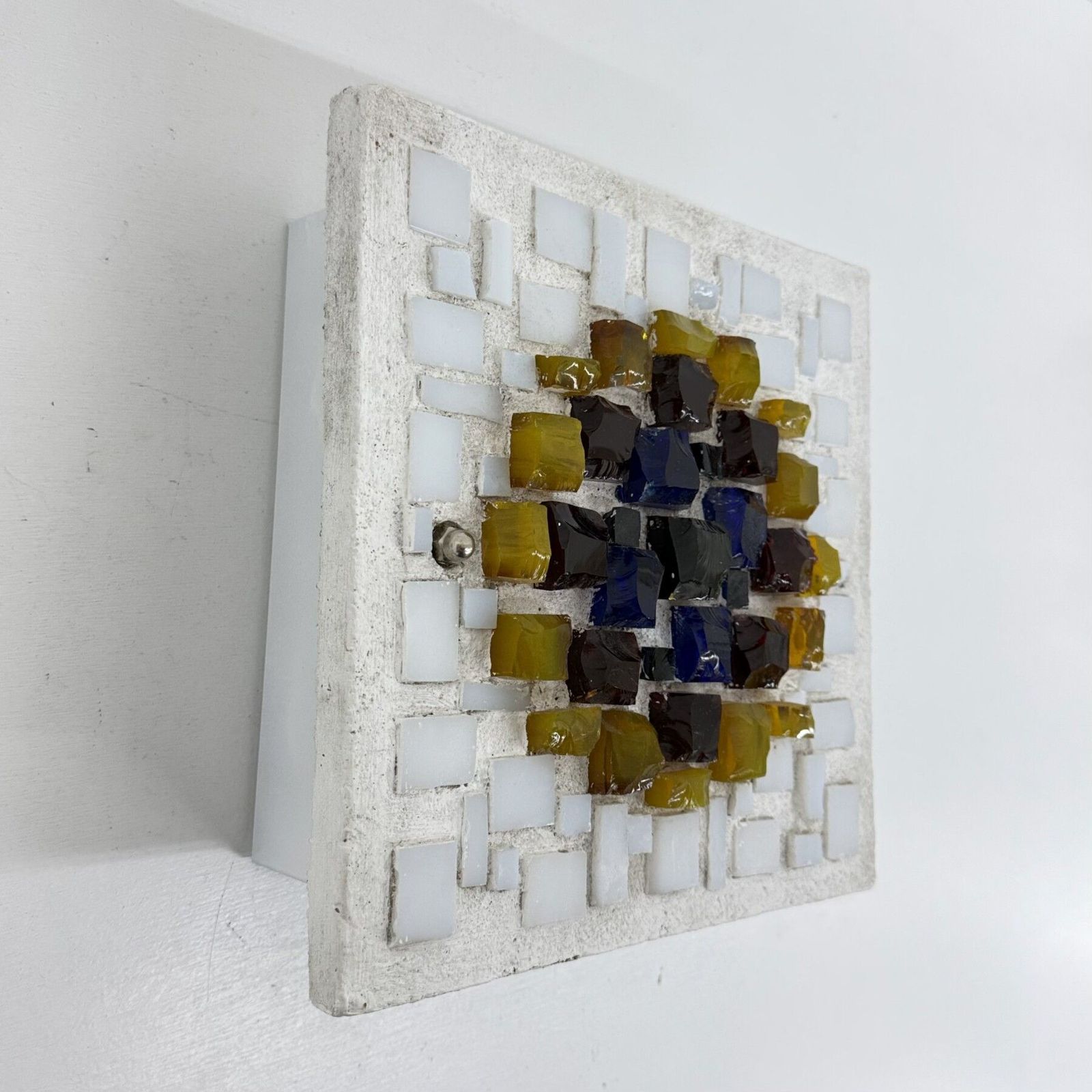 Verlichting Mid Century Modern Brutalist Glazen En Betonnen Wandlamp, Jaren 1960 photo