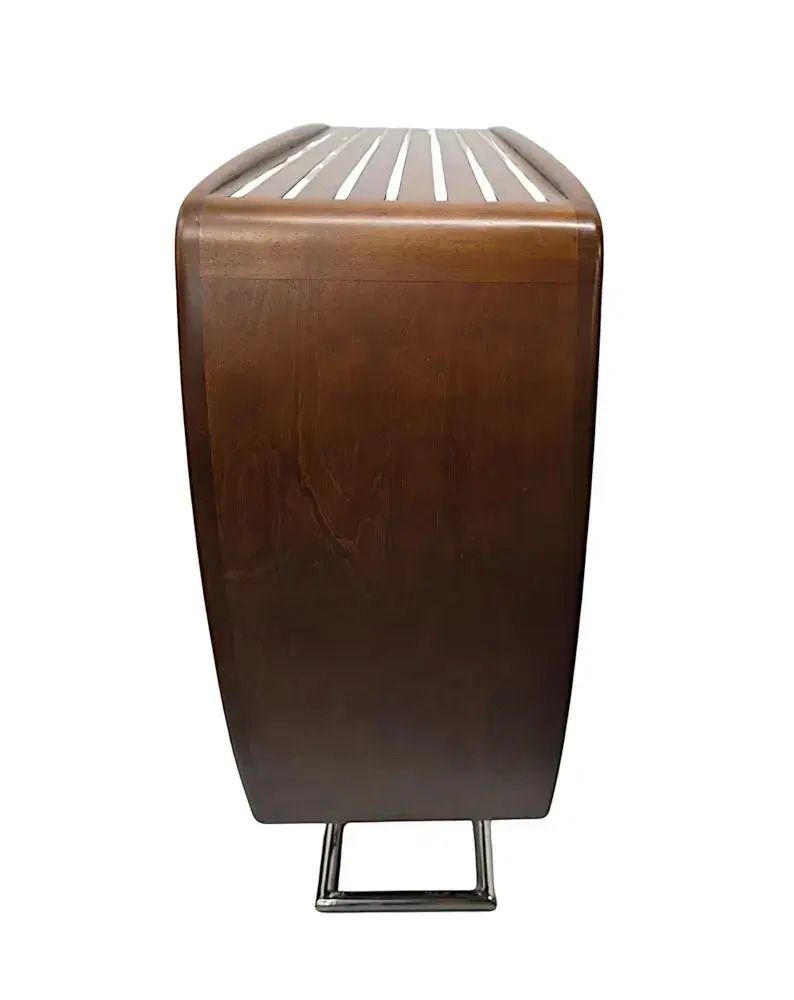 A Stunning Mid Century Design Cherrywood And Chrome Open Bookcase photo 1537.2881