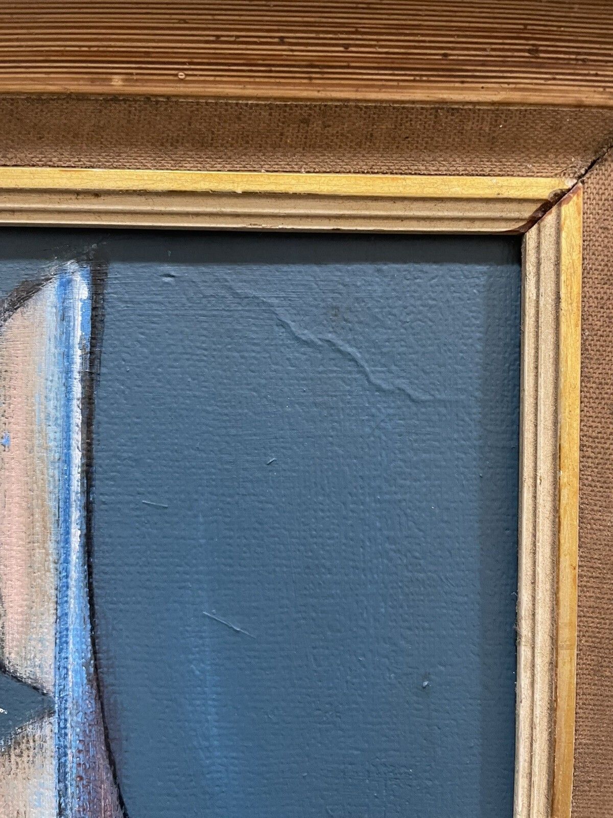 photo for sale Vintage Abstract/Cubist Oil Painting Mid Century Framed On Board Moon River
