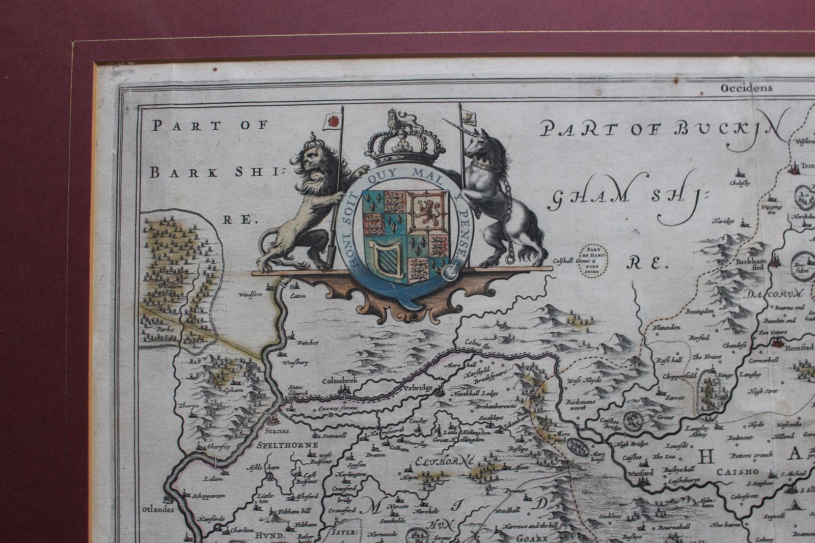 Middelsexiæ Cum Hertfordiæ Comitatu: Middlesex & Hertford Shire. By Joannem Jansonium (Jan Jansson) C1646 photo furniture