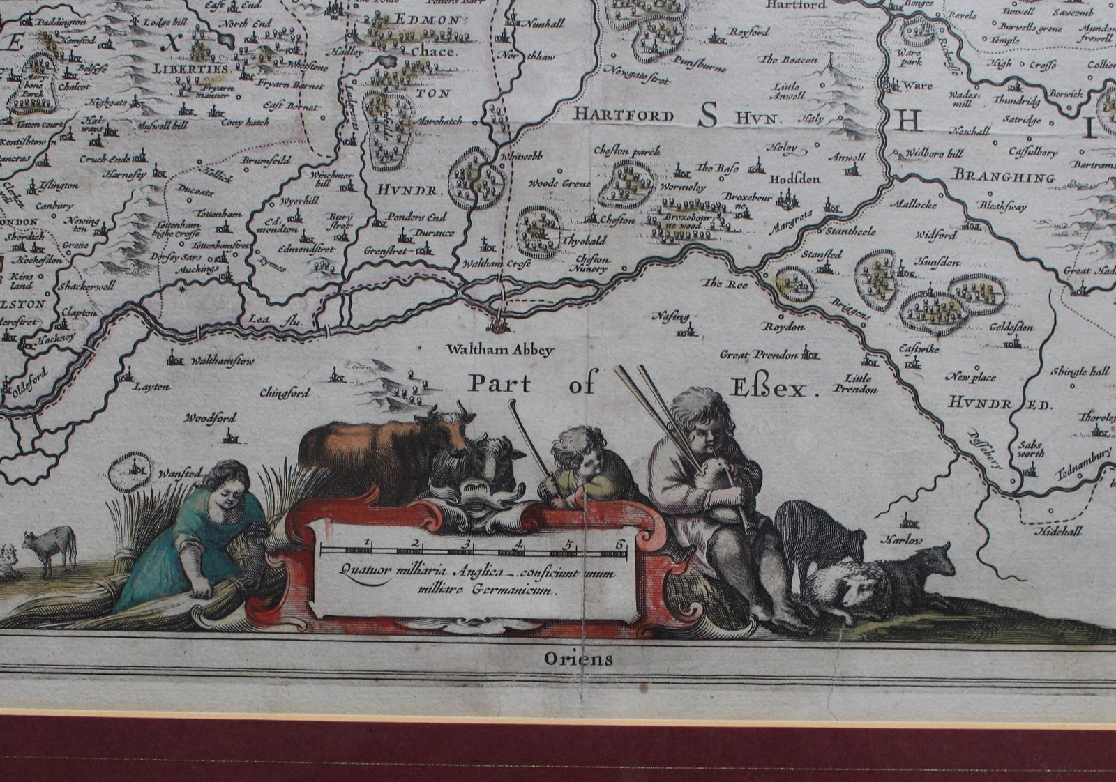 Middelsexiæ Cum Hertfordiæ Comitatu: Middlesex & Hertford Shire. By Joannem Jansonium (Jan Jansson) C1646 photo 450.0