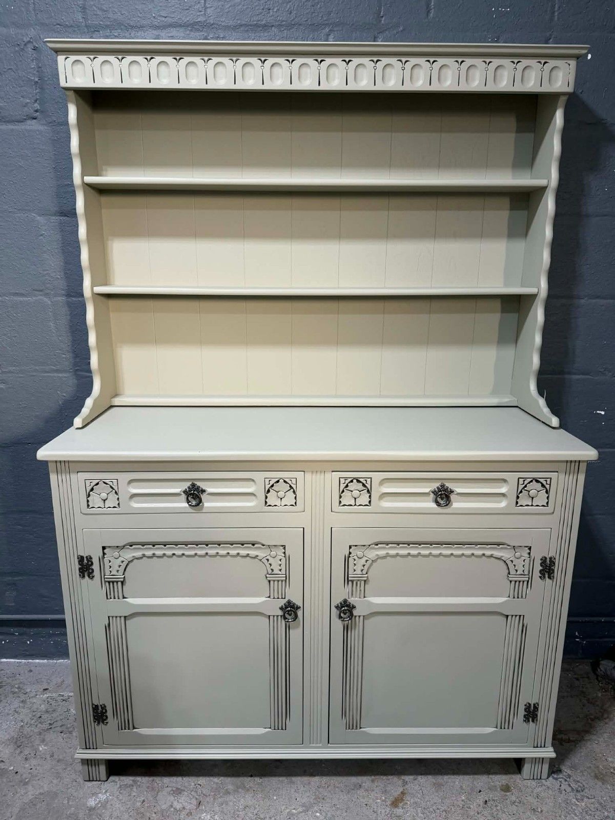 Lovely Professionally Upcycled Painted Vintage Welsh Dresser Eucalyptus photo vinterior
