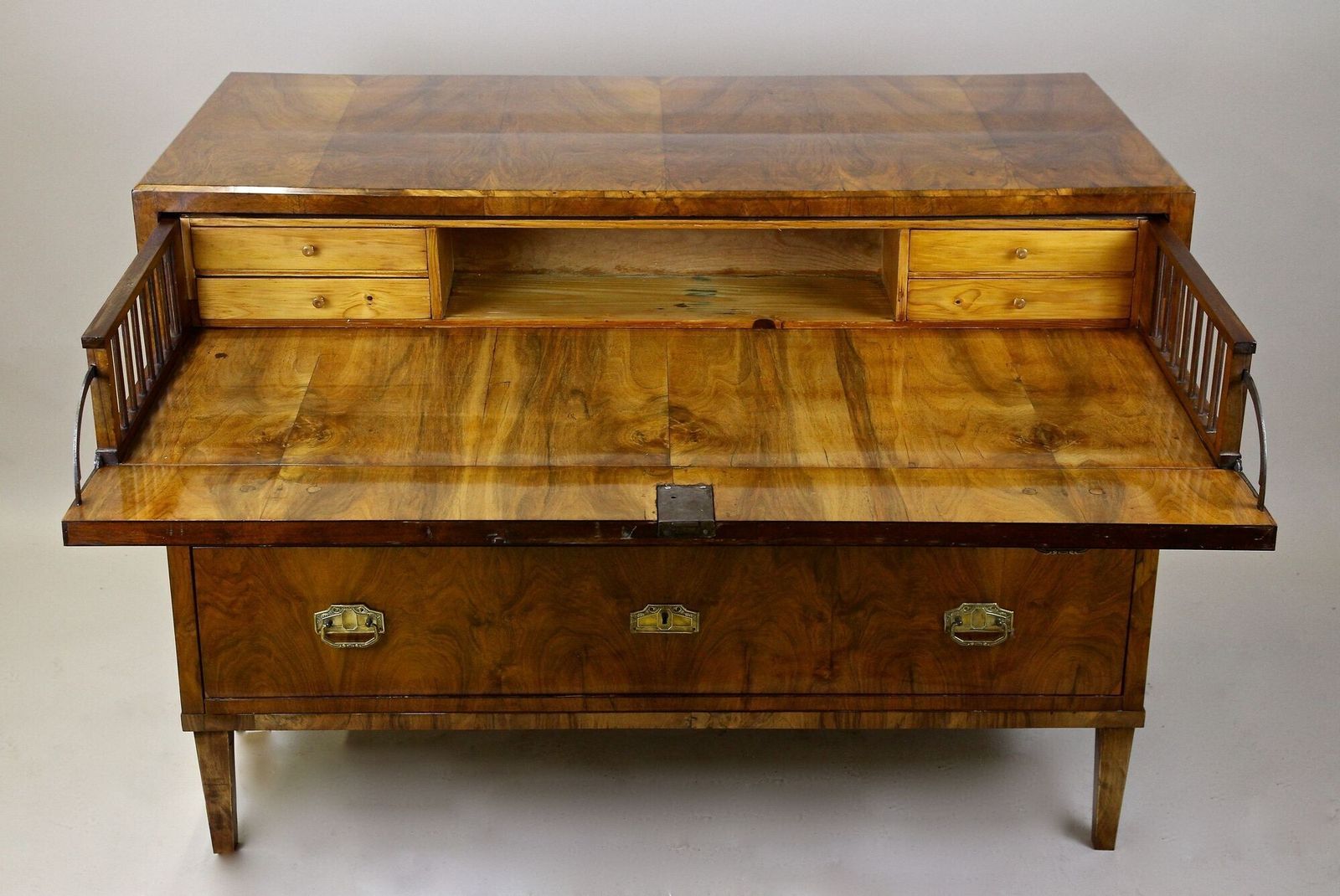 19th Century Biedermeier Nutwood Chest Of Drawers/ Secretaire Desk, At Ca. 1840 photo for sale