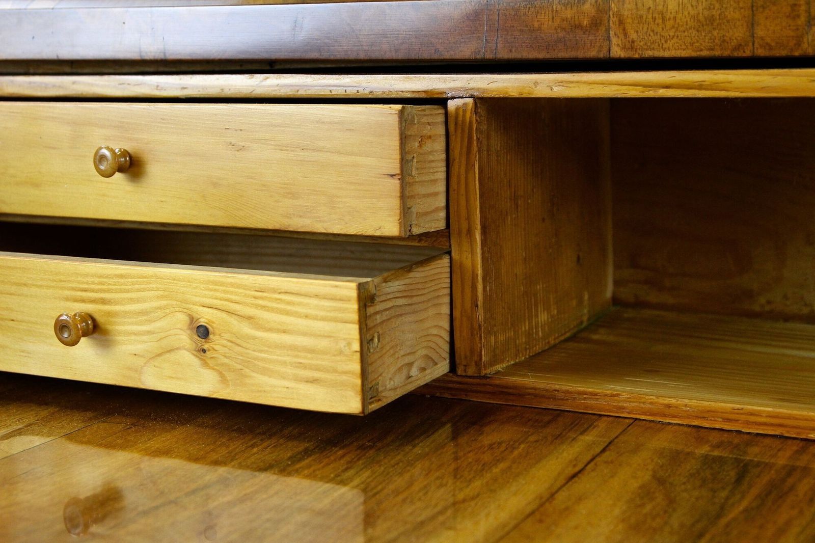 19th Century Biedermeier Nutwood Chest Of Drawers/ Secretaire Desk, At Ca. 1840 photo vinterior