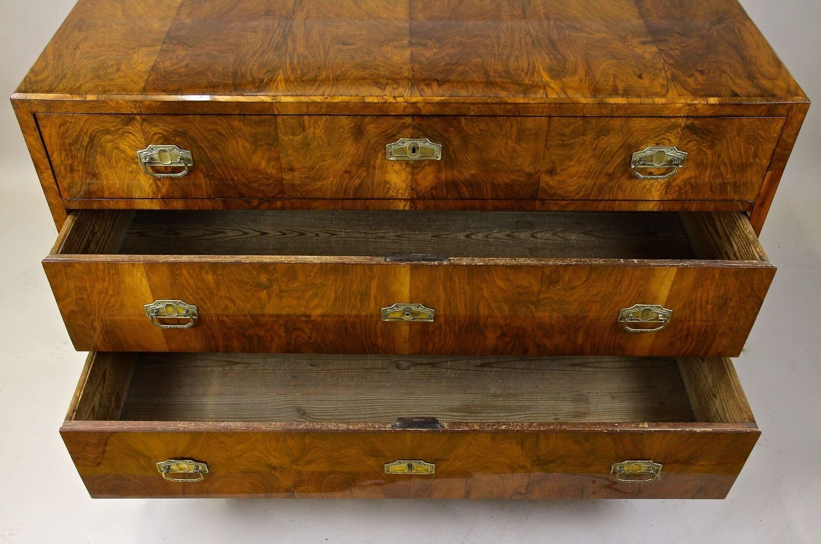 19th Century Biedermeier Nutwood Chest Of Drawers/ Secretaire Desk, At Ca. 1840 photo vintage
