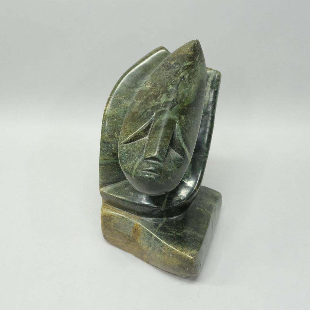 Decorative Signed African Stone Sculpture By Morning Chijumani, Abstract Stand photo for sale