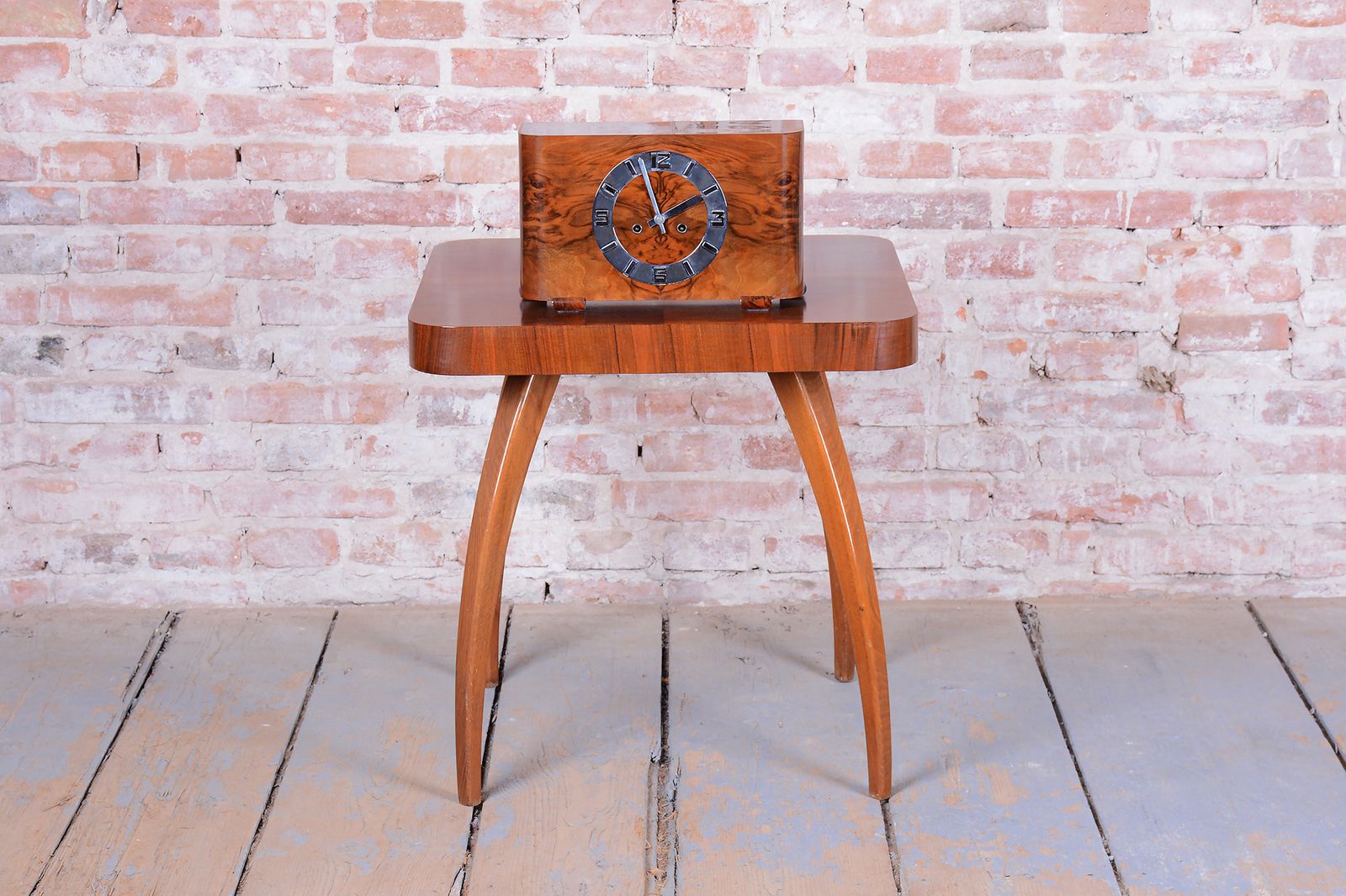 Restored Art Deco Clock, Walnut, Revived Polish, Czech, 1920s photo furniture