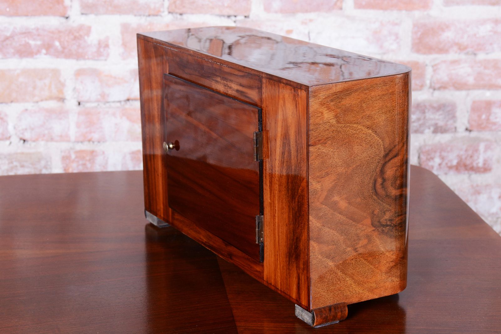 Restored Art Deco Clock, Walnut, Revived Polish, Czech, 1920s photo vinterior