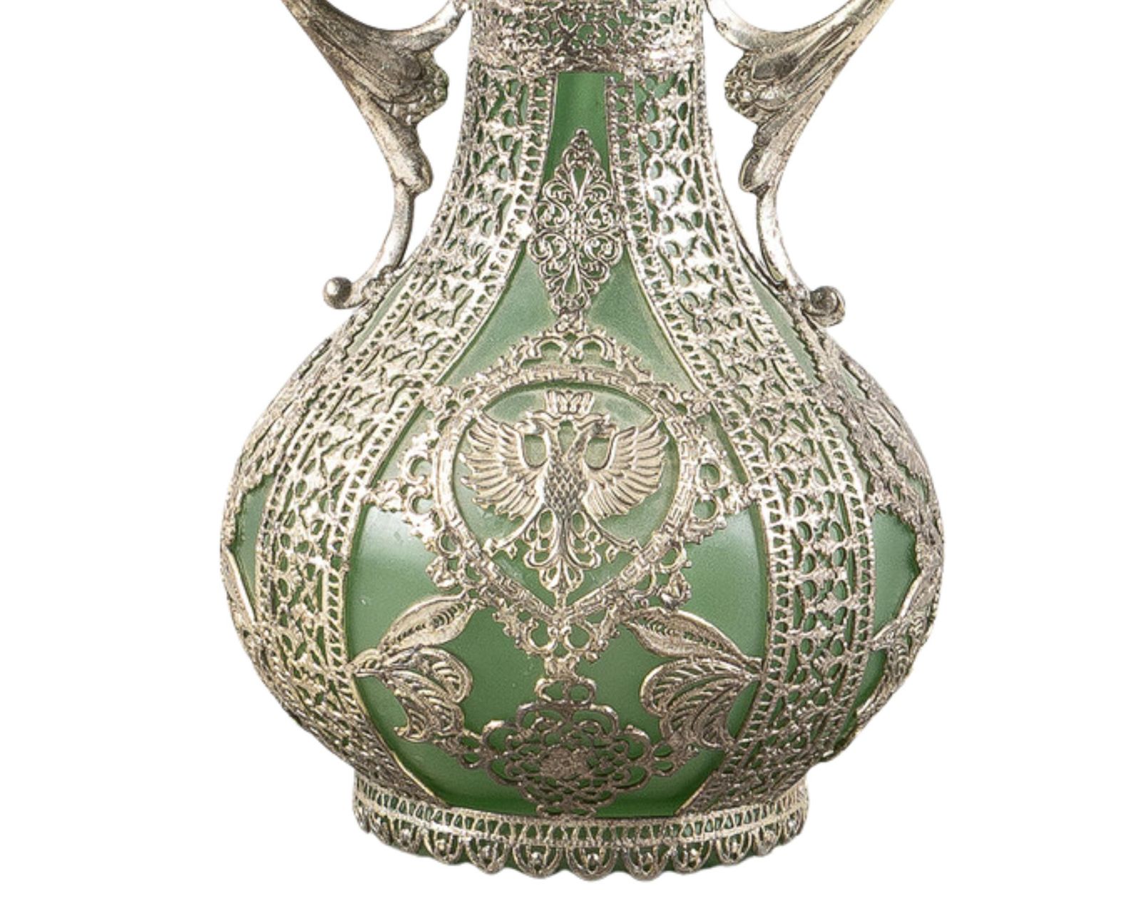Antique Silver Vase, Art Nouveau Green Glass Vase With Silver Overlay, Early 20c photo buy