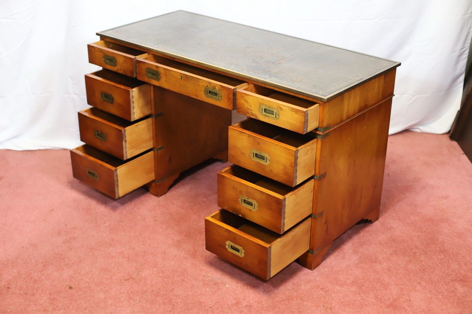 photo buy Lovely Military Campaign Style Pedestal Desk