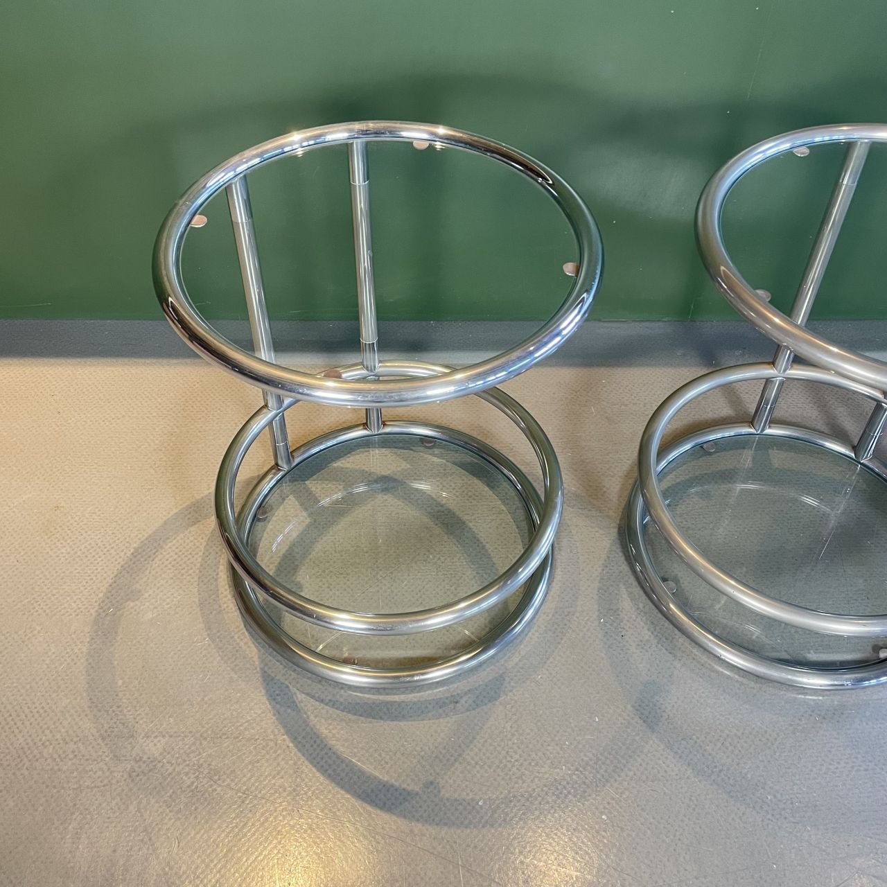 Pair Of 1970s Glass And Chrome Coffee Tables photo furniture