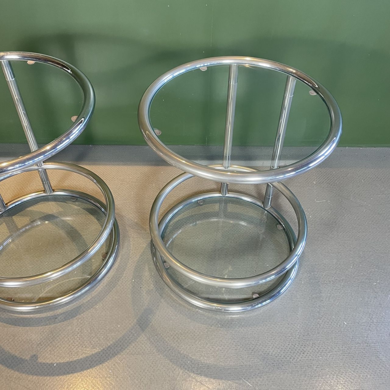 Pair Of 1970s Glass And Chrome Coffee Tables photo for sale
