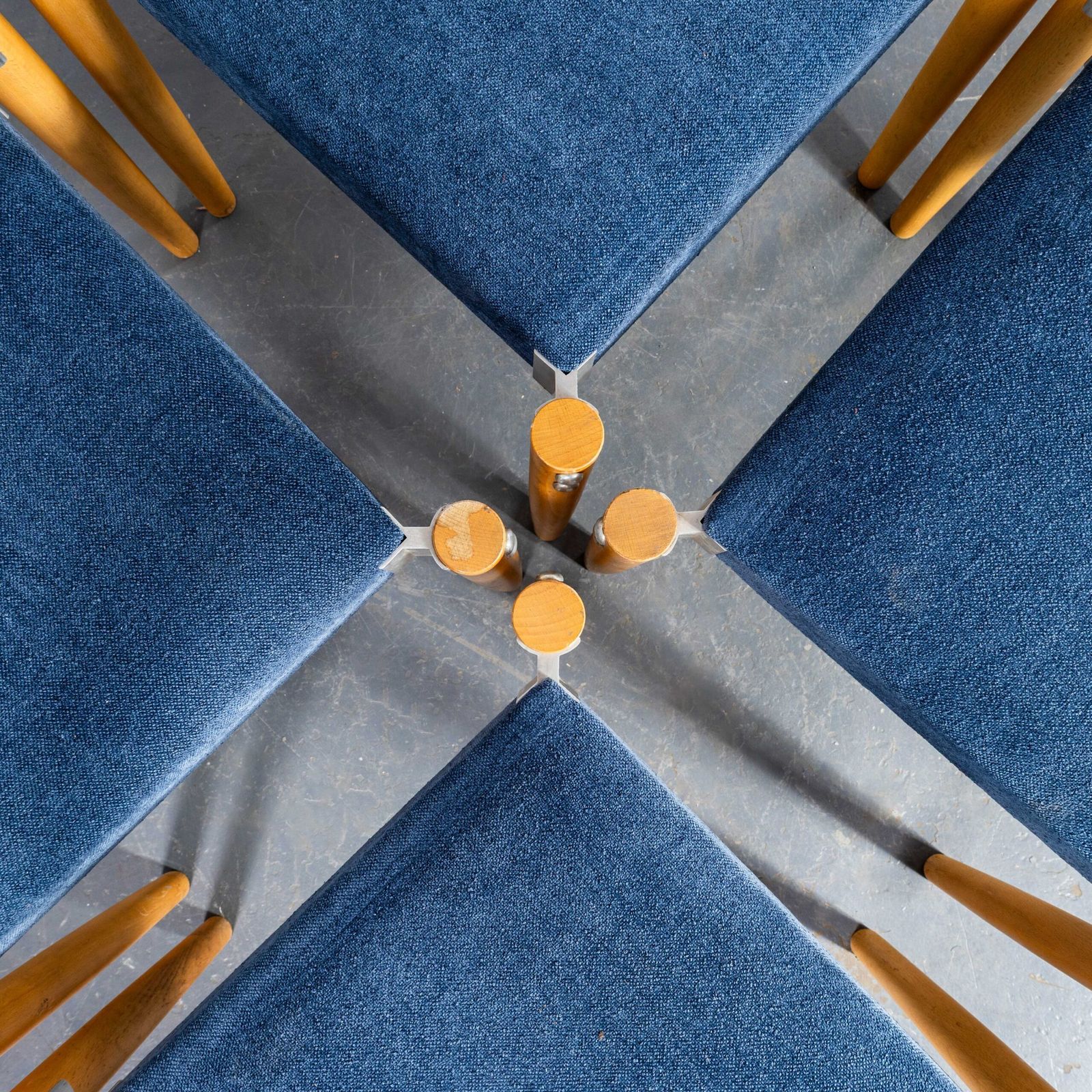 photo for sale 1980’s Blue Upholstered Contemporary Dining Chairs – Set Of Four