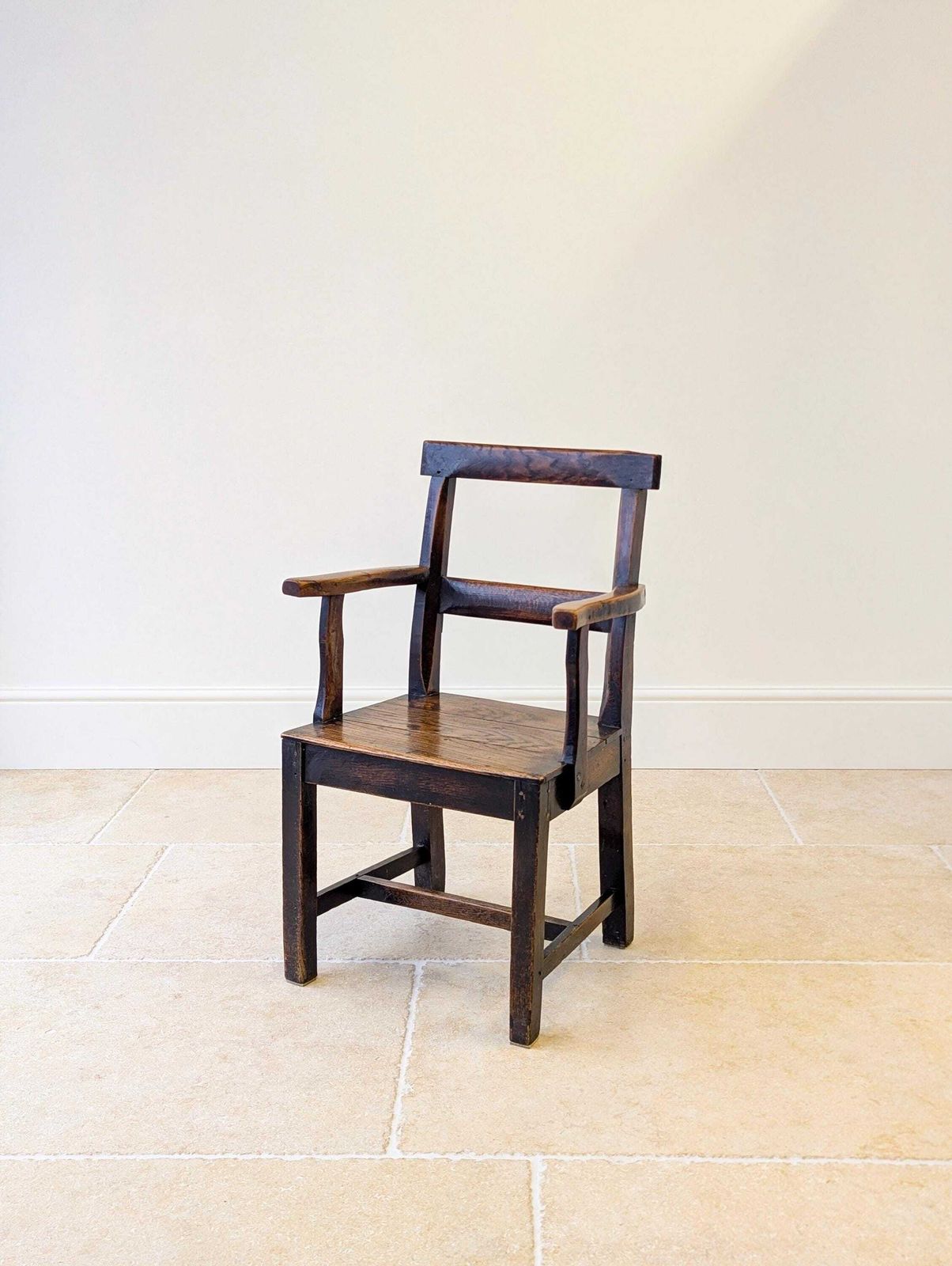 Antique Georgian Oak Vernacular Armchair C.1800 photo vintage