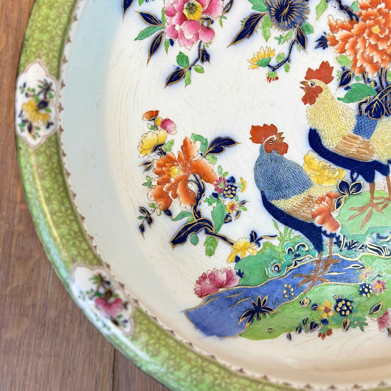 W&R Carlton Ware Cock Peony Bowl 31cm | 1920s Art Deco Chinoiserie Lustre Centrepiece photo 73.0