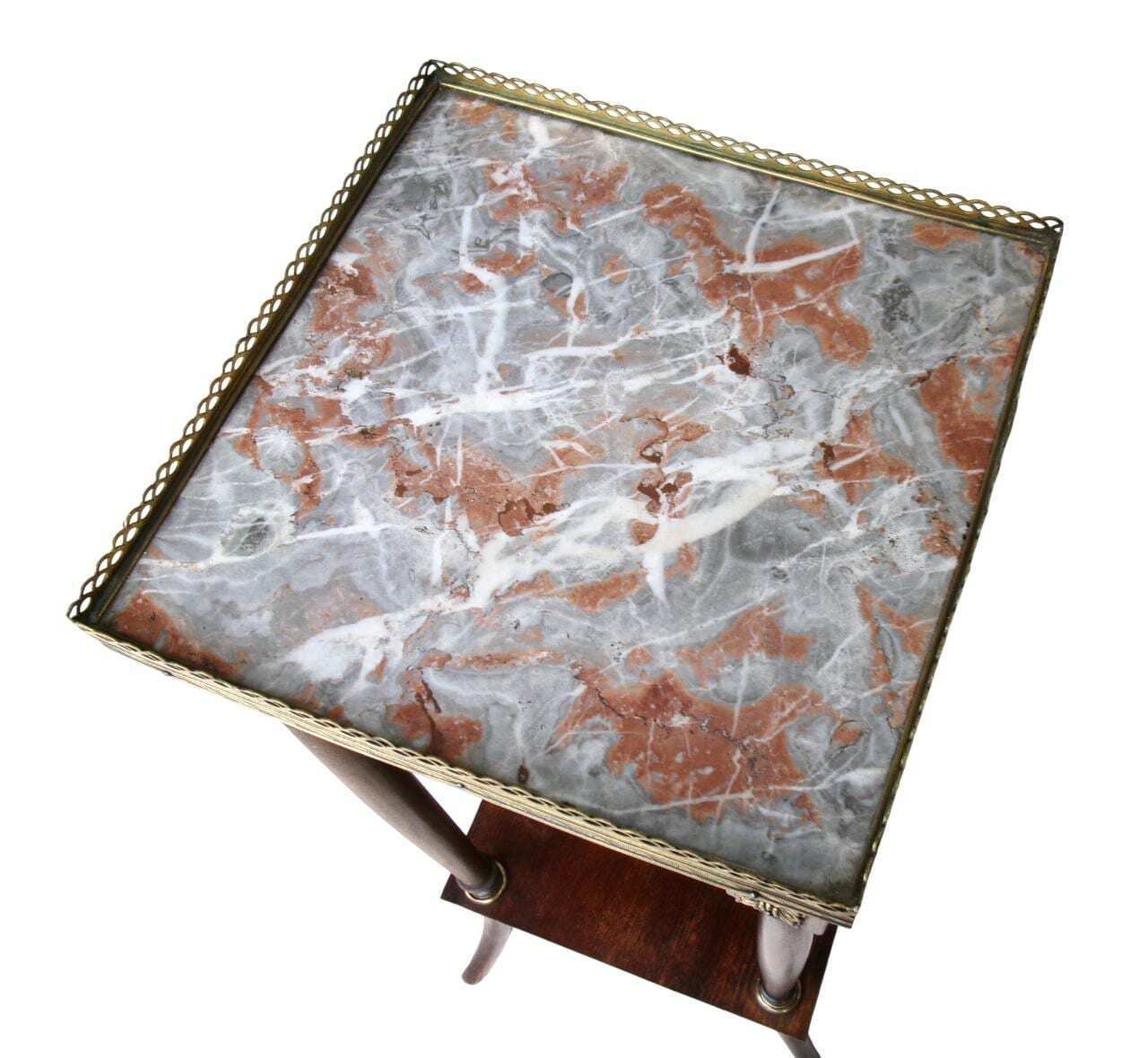 Antique French Plant Stand, Marble Top & Brass Decoration, Empire Jardiniere, Torchere, Wine Table photo buy