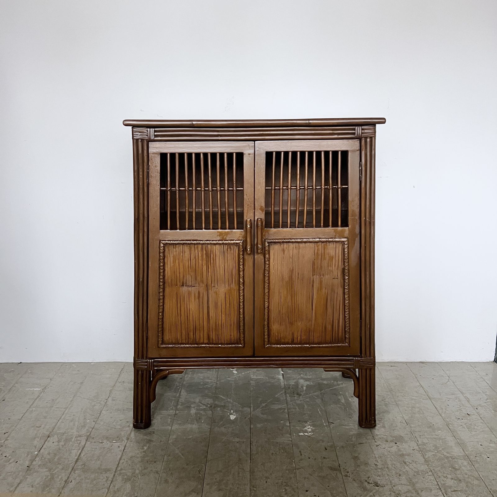 Antique Bamboo And Rattan Cabinet