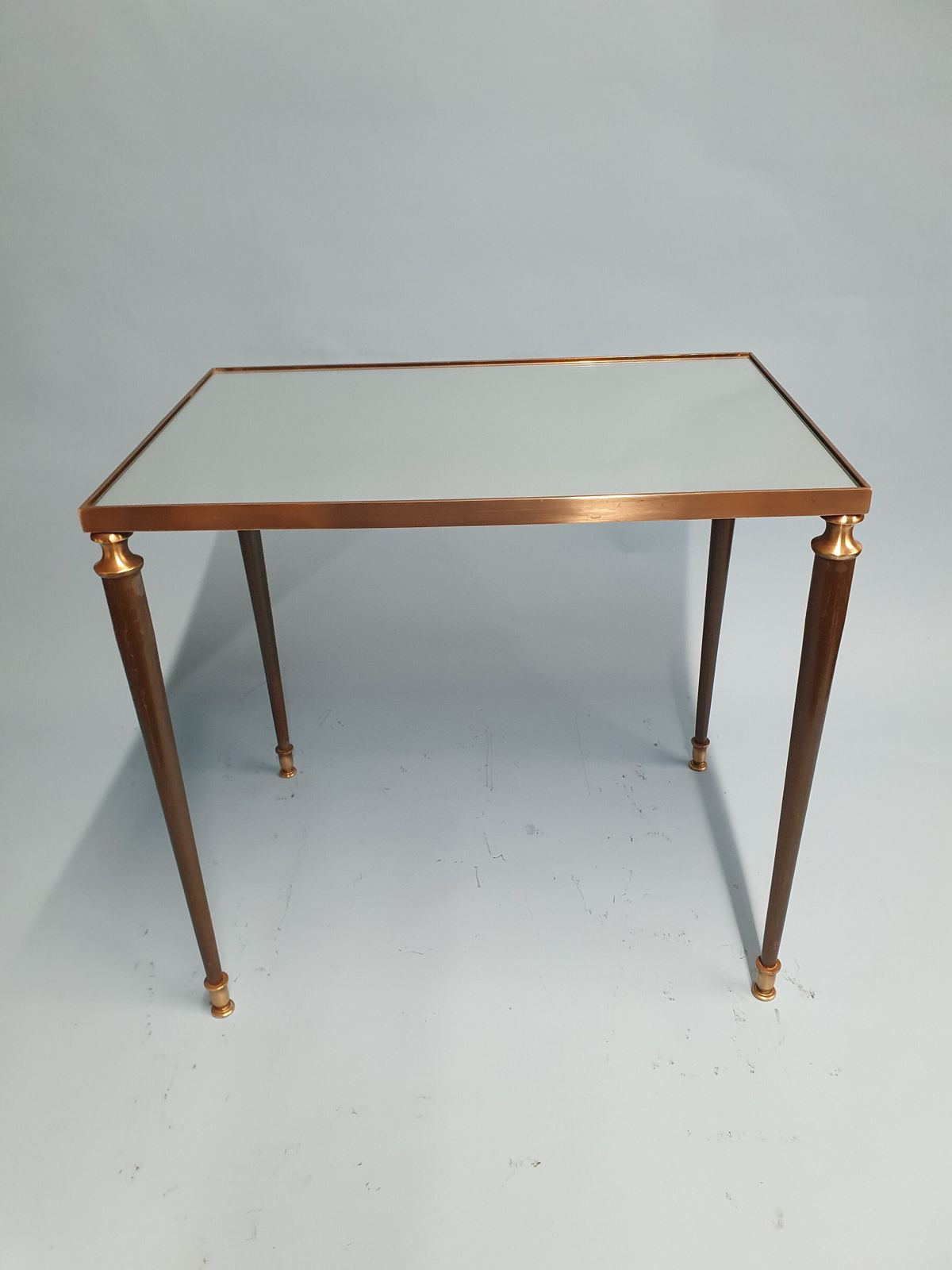 French Nest Of Three Brass Tables With Mirrored Tops photo furniture