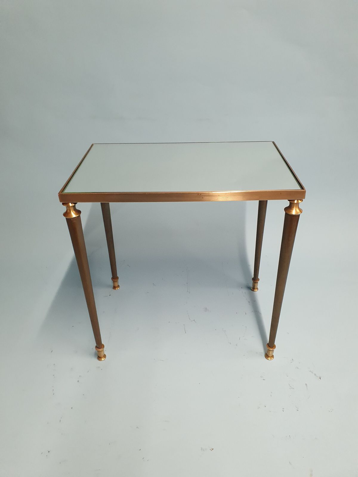 French Nest Of Three Brass Tables With Mirrored Tops photo Furniture