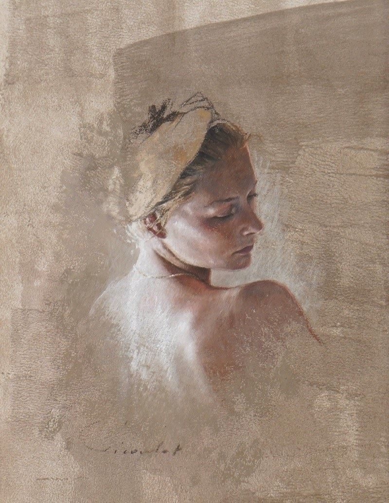 Femme Au Bandeau 1 – Pastel Portrait, Framed Artwork By Nathalie Picoulet photo furniture