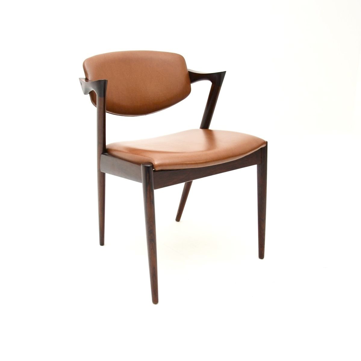 Set Of Six Danish Vintage Rosewood Model 42 Dining Chairs By Kai Kristiansen photo for sale