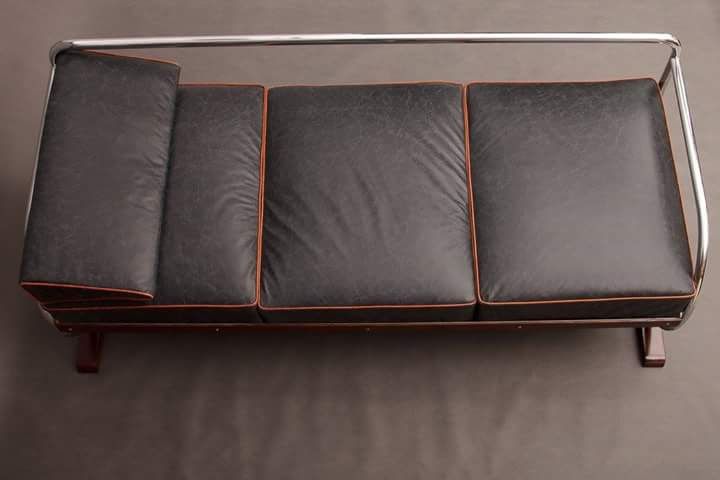 Daybed Sofa In Black Leather By Hynek Gottwald,  Czech Bauhaus 1930s photo 3800.0