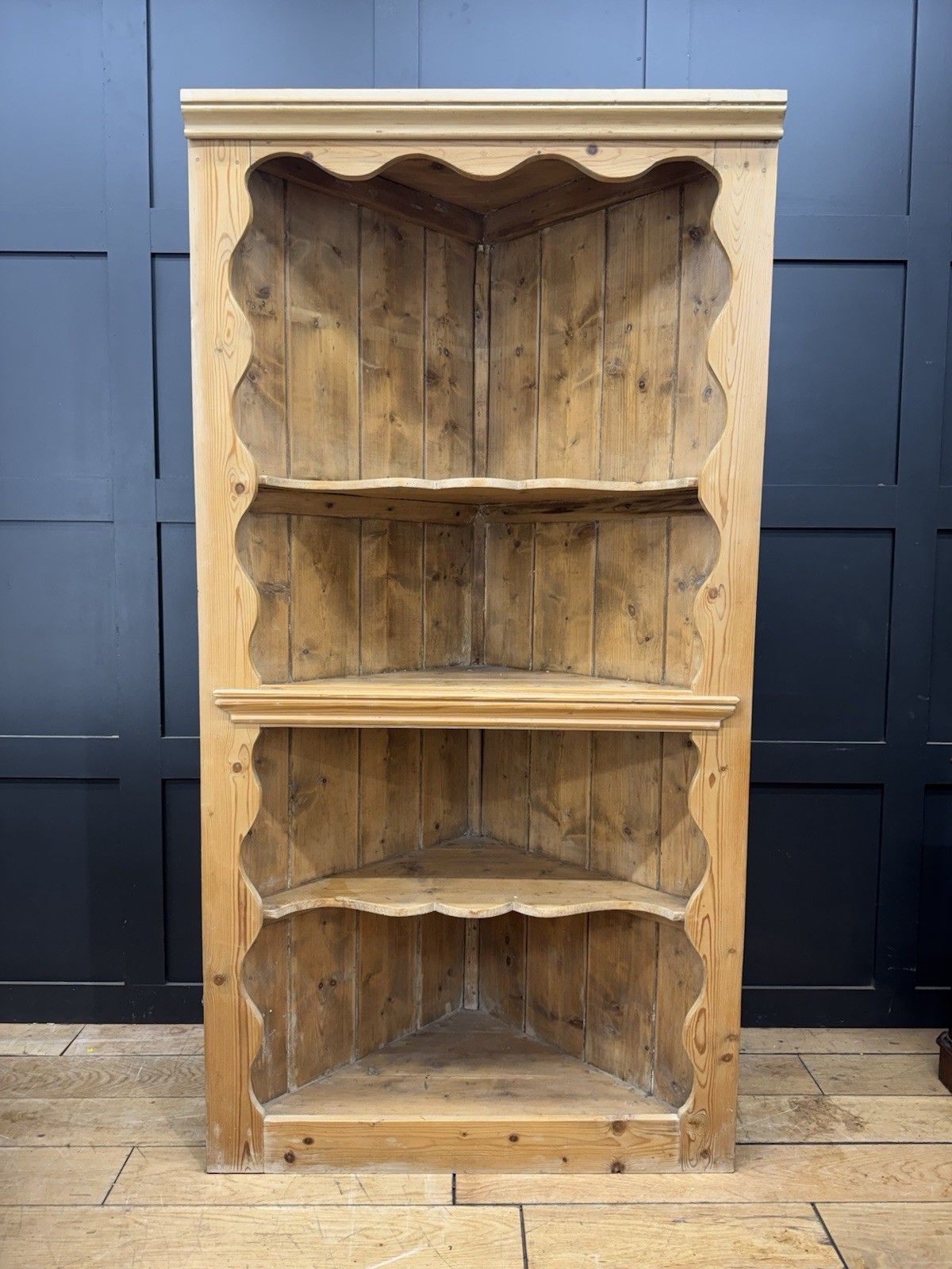 Antique Pine Rustic Corner Cupboard / Open Shelving Unit Storage