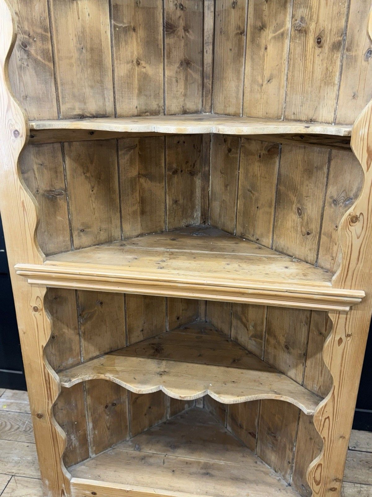Antique Pine Rustic Corner Cupboard / Open Shelving Unit Storage photo for sale