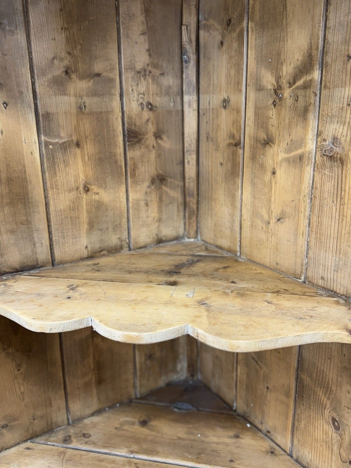 Antique Pine Rustic Corner Cupboard / Open Shelving Unit Storage photo vinterior