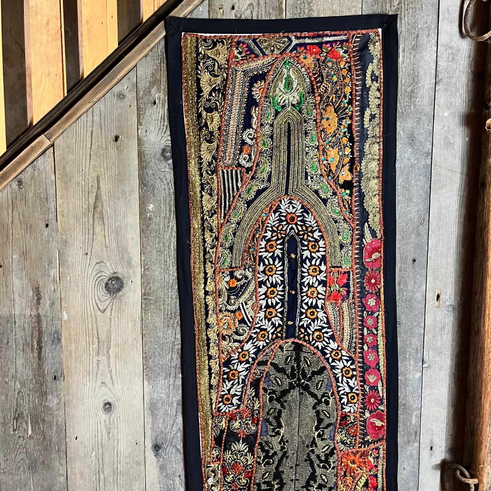 Vintage Indian Decorative Mirror & Textile Panel photo buy
