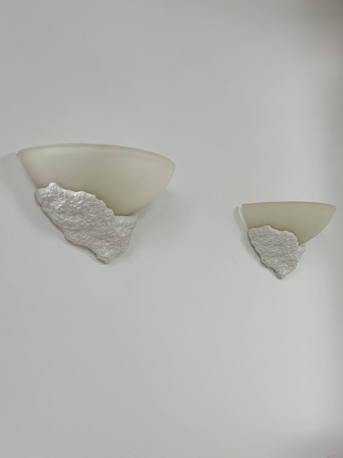 Pair Of Plaster And Frosted Glass Wall Lights, France, 1970. photo buy