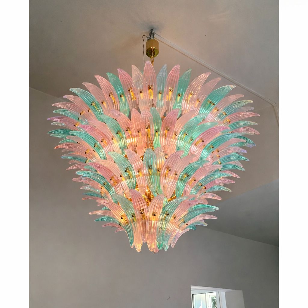 Contemporary Sputnik Murano Style Glass "Palmetta" Multicored Italian Chandelier photo Lighting