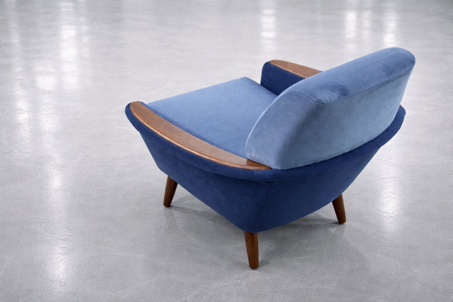 Mid Century Scandinavian Modern Blue Velvet Living Room Set From Holm Fabriker Ab, 1960s, Set Of 2 photo Furniture