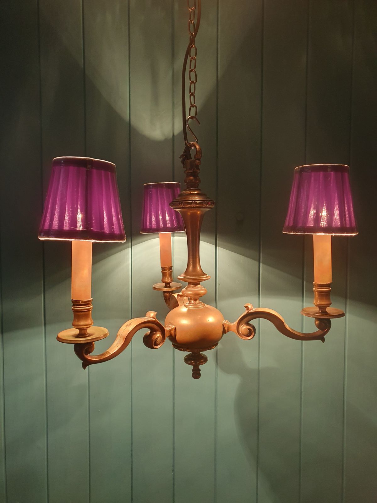 Antique Dutch / Flemish Style Brass Chandelier 17" photo furniture