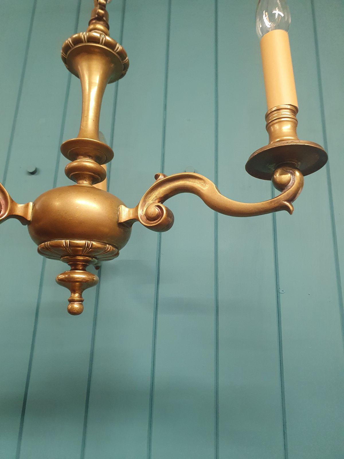 Antique Dutch / Flemish Style Brass Chandelier 17" photo 395.0