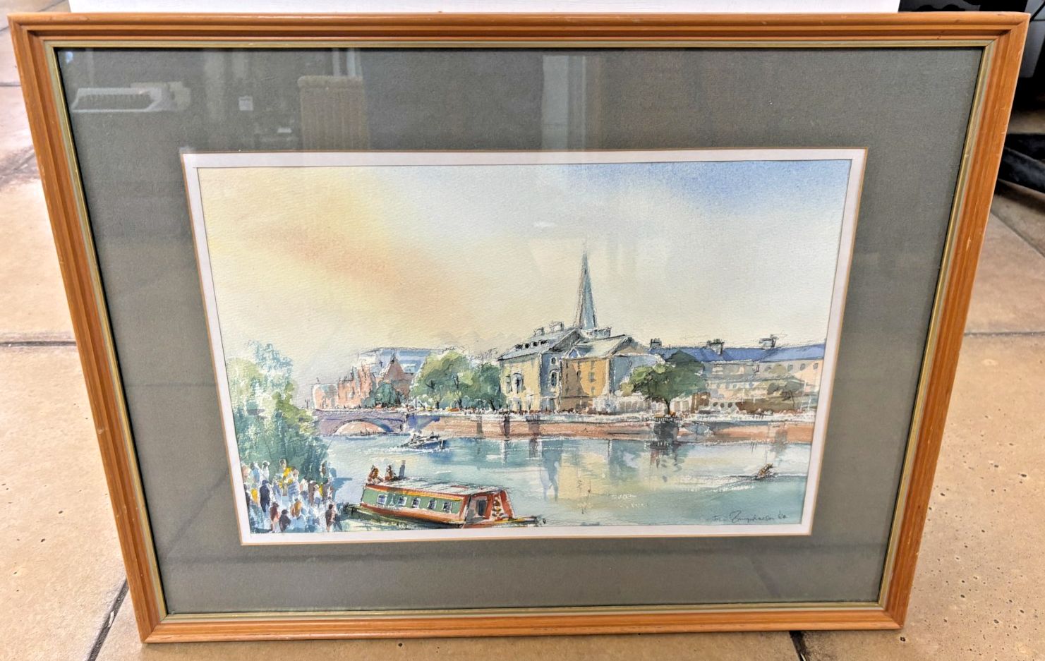 Original Watercolour Painting Of Bedford River By John Farquharson 1984