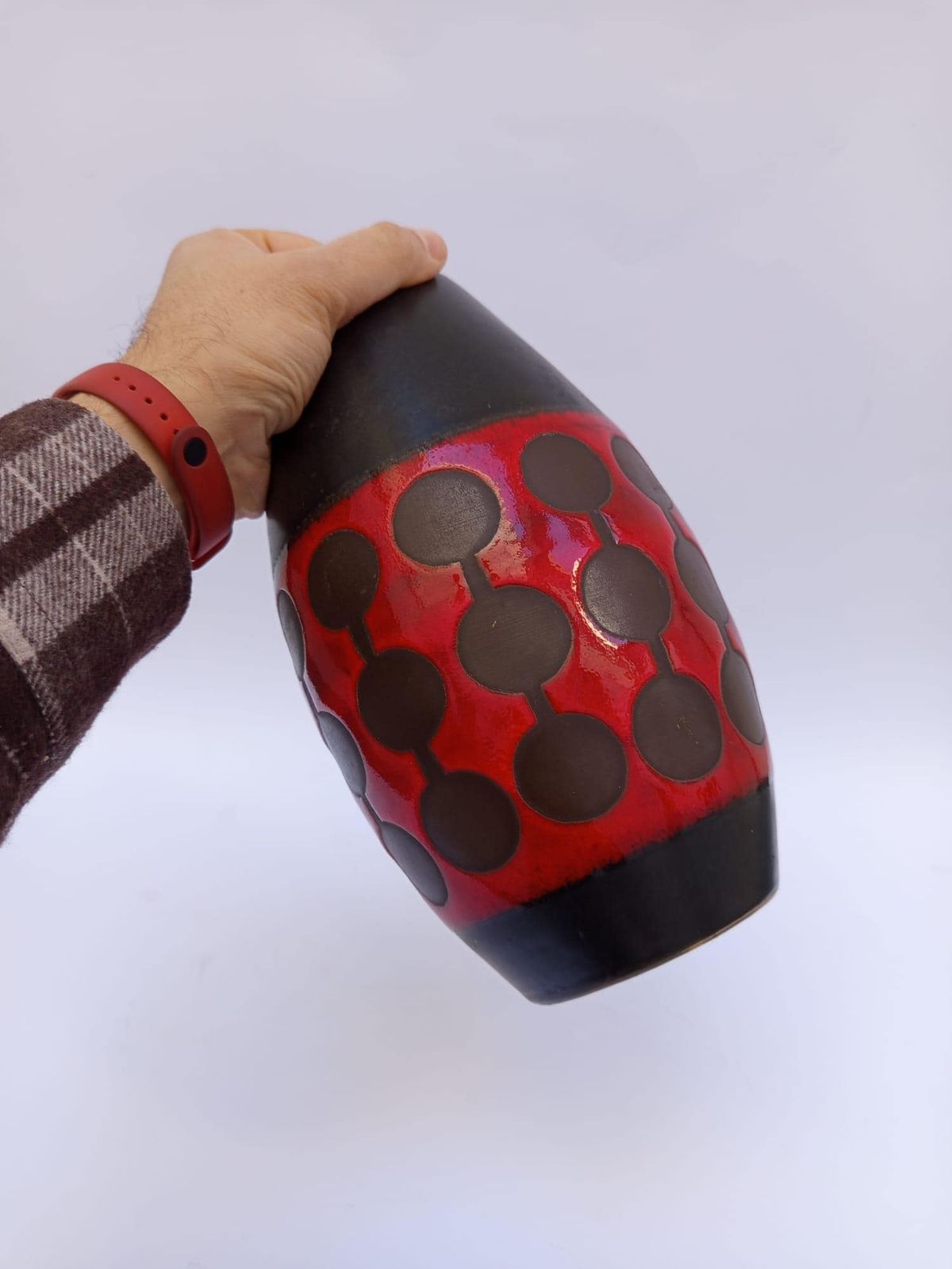 Dumler And Breiden Hohr Keramik West Germany Space Age Design Red And Black Ceramic Vase photo Home Decor