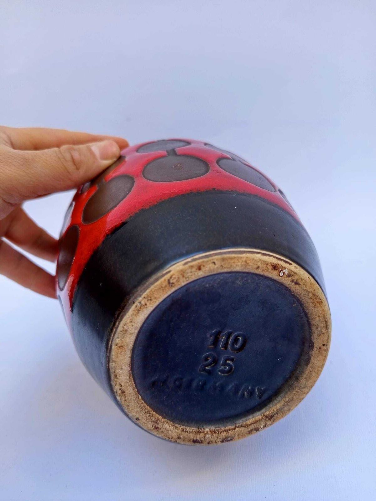 Dumler And Breiden Hohr Keramik West Germany Space Age Design Red And Black Ceramic Vase photo buy
