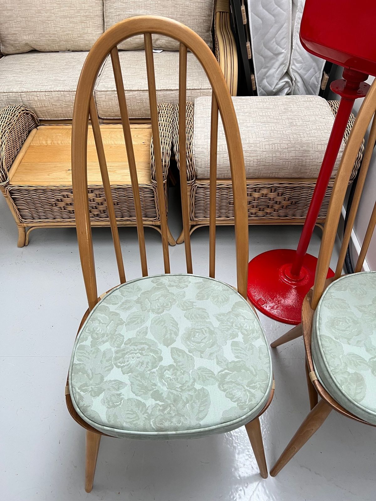 Set Of 4 Blonde Ercol High Hoop Dining Chairs photo 550.0
